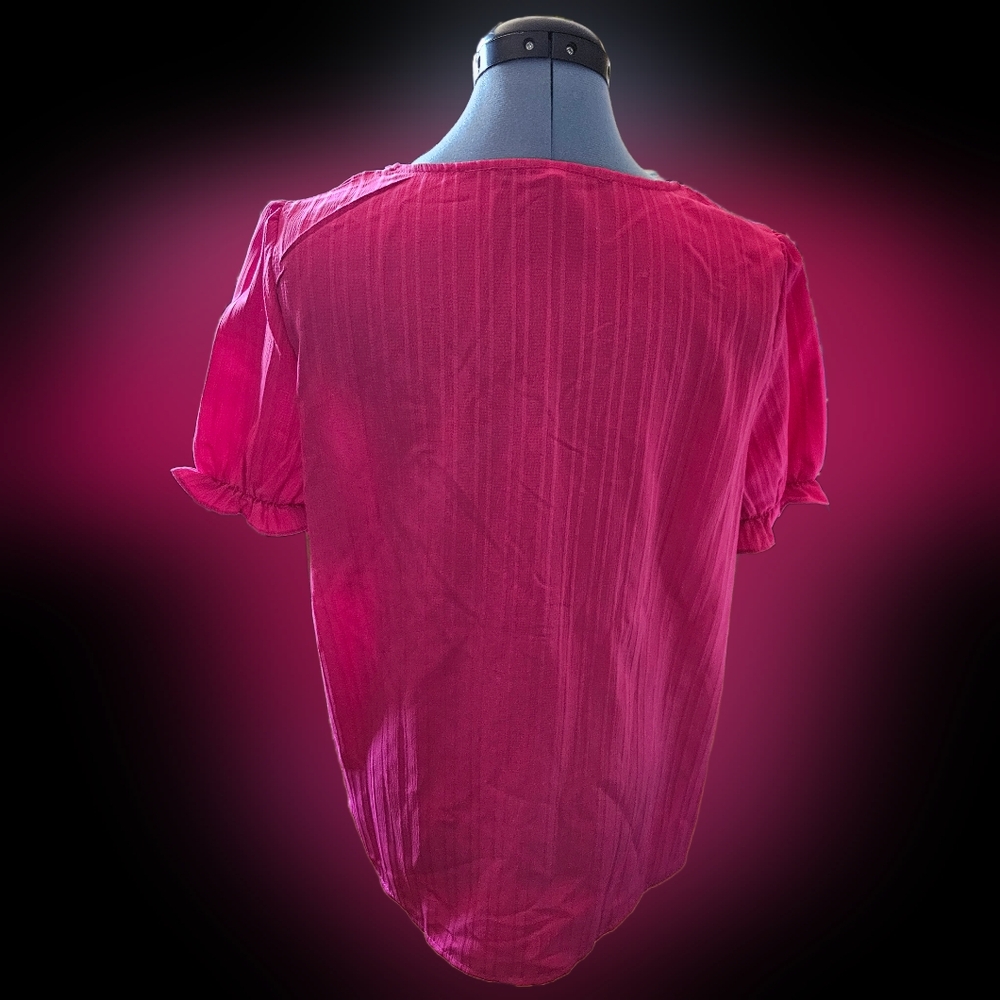 Pink Puff Sleeve Ruffled Blouse - Picture 3 of 6